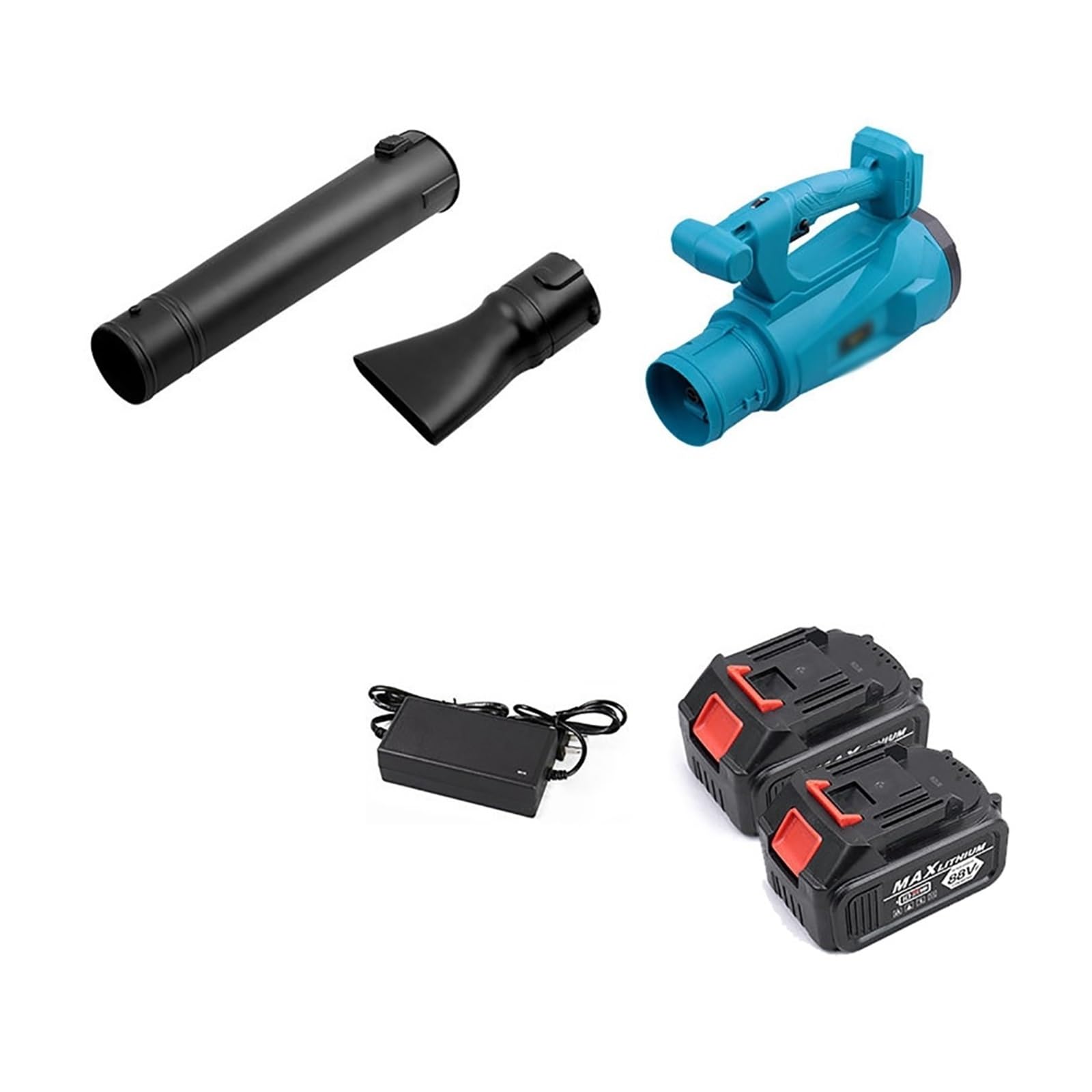 Aspirador Jardín Soplador De Aire Eléctrico 1000W, 3000r/min, 21V, Inalámbrico Polvo Y Nieve con Batería Litio Cargador For Limpieza Mangueras Mantenimiento Jardín Potente Esfuerzo(2 Battery Set)