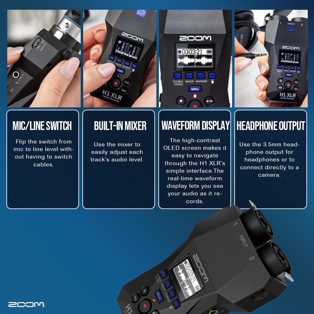 Amazon | Zoom H1 XLR ハンディレコーダー、32ビットフロート、2 XLR