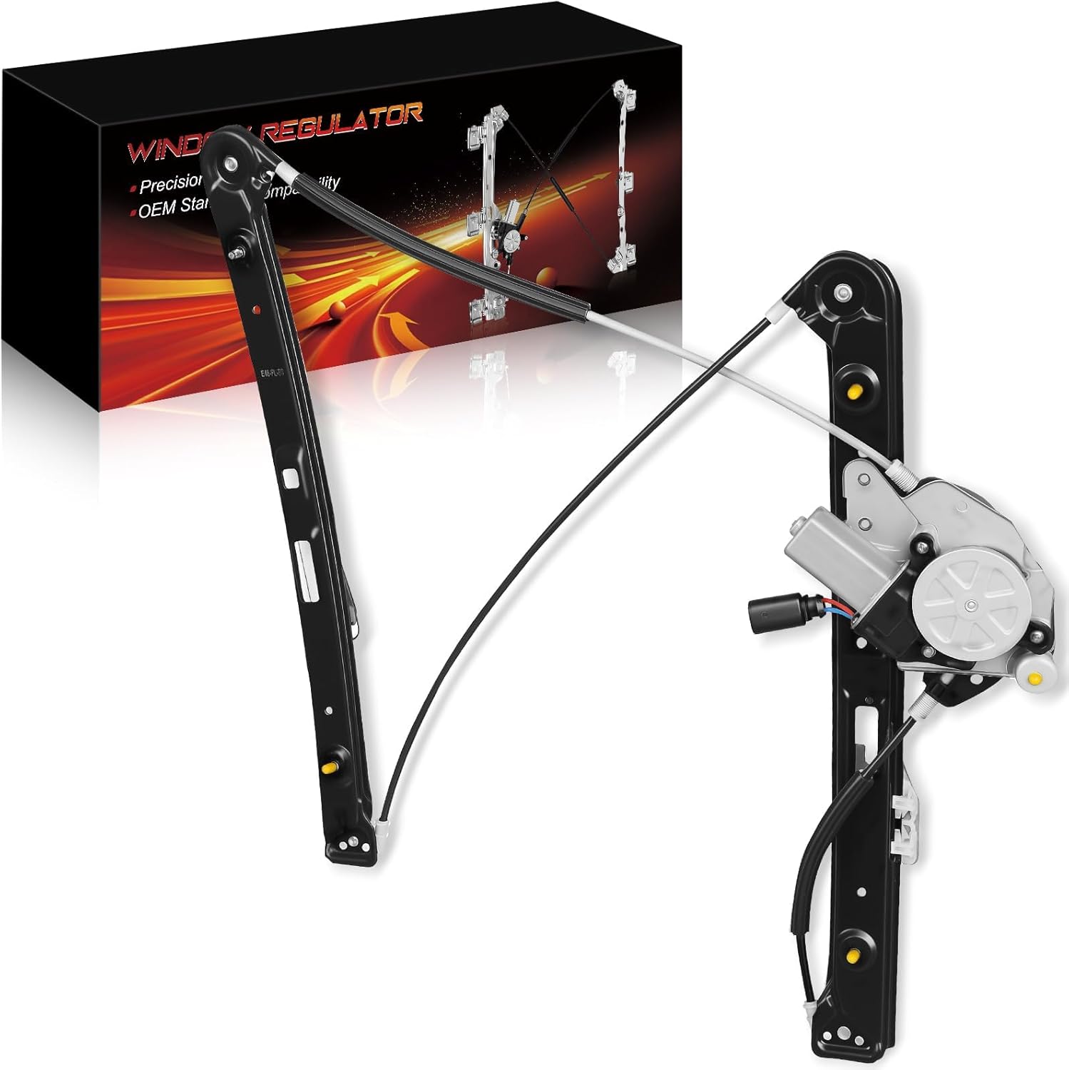 Front Left Driver Side Power Window Regulator with Motor for:-BMW E46 323I 1999-2000, 325I 2001-2005, 325Xi 2001-2005, 328I 1999-2000, 330I 2001-2005, 330Xi 2001-2005, 2 Pins Connector 741-484