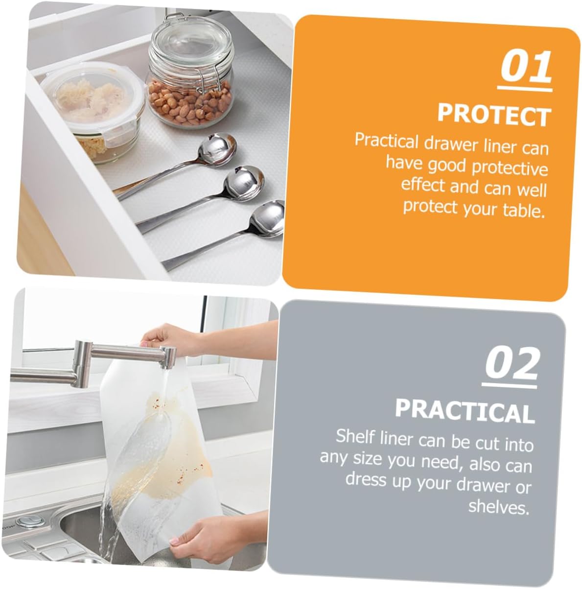 Shelf Liner for Kitchen Cabinets and Large Non-Adhesive Protective Cabinet Liner Flexible White Mat for Shelves Wardrobes and Pantry Organization