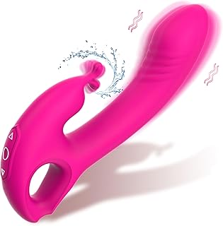 2 in 1 Clitoral Licking & Dildo Vibrator, G Spot Rabbit Vibrator 10 Licking 10 Vibrating Modes, Waterproof Clitoral Vibrator for Nipple Anal Stimulation, Rechargeable Adult Sex Toys for Women