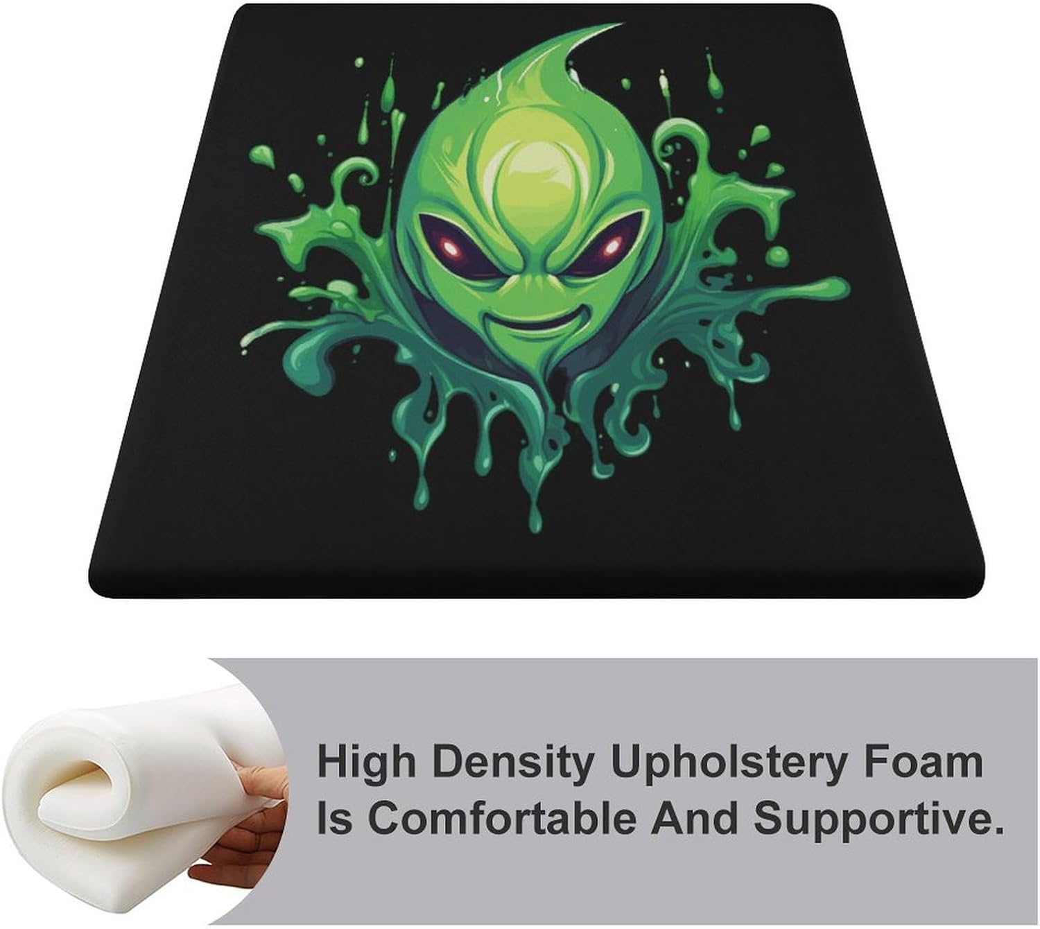 Green Aliens Print Floor Pillow Meditation Yoga Cushion Square Chair Cushion Pillows Seating for Adults
