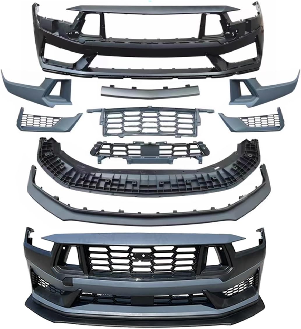 Complete Front Bumper Cover kit Dark Horse Style Replacement For 2024-2025 Up Ford Mustang - With Tow Hook Hole,Without Park Assist Sensor Holes