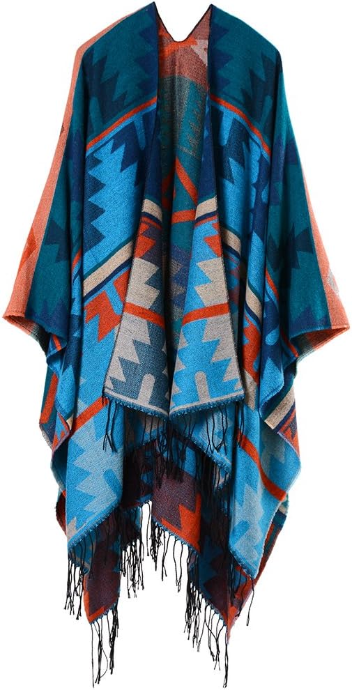 QBSMWomen's Shawl Wrap Poncho Ruana Capes Open Front Cardigan Blanket Wraps for Fall and Winter