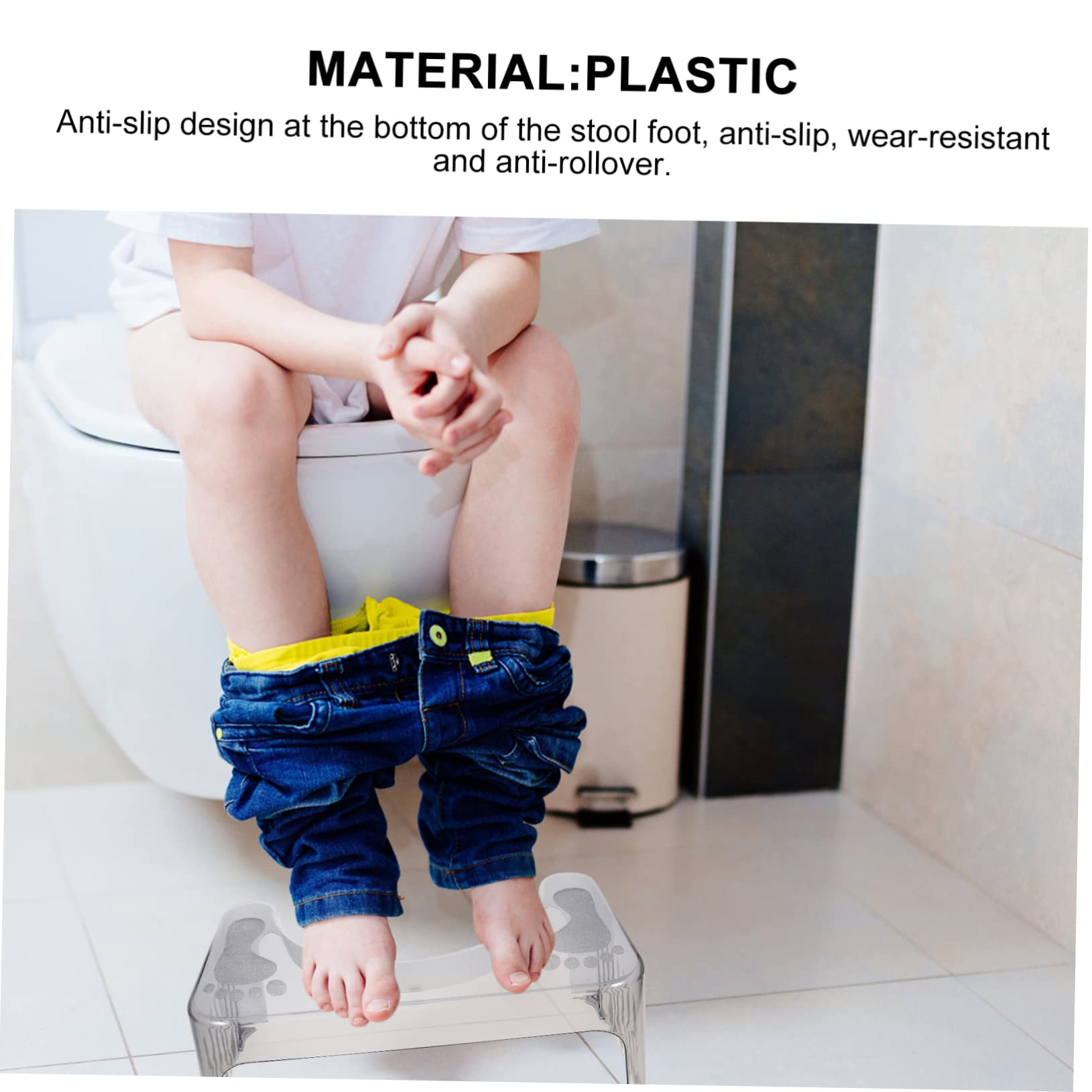 Milisten Sgabello Bagno in Plastica Antiscivolo Grande Capacità di Carico senza Sbavature, Rialzo Pratico per Wc e Aiuto per Bambini in Casa