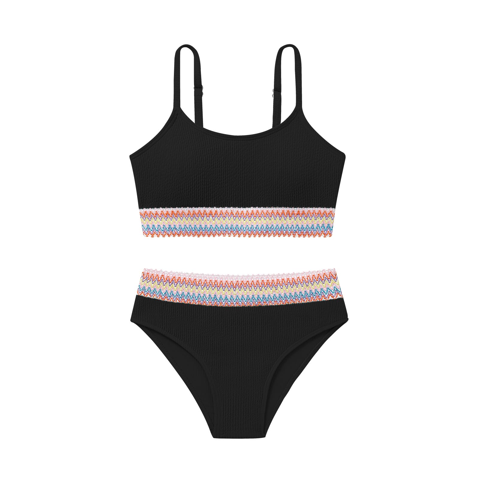 Weixinbuy Girls Swimsuit Color Block Bathing Suit Adjustable Strap Two Pieces Bikini Swimsuits Beach Swimwear for Girls 9-16Y