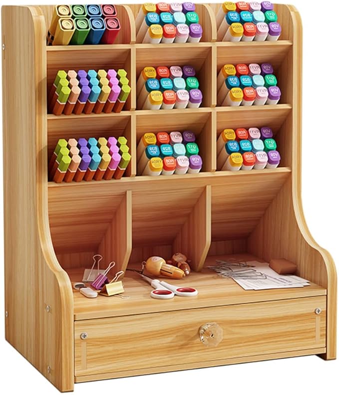 Updated Desk Organiser with Drawer Wooden Desk Tidy Caddy Office
