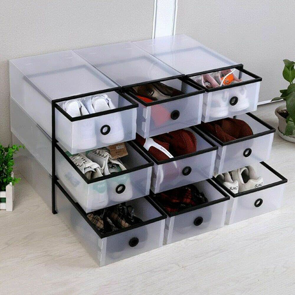 TFCFL Shoe Storage Box - 20/24PCS Shoes Orgainzer Plastic Stackable Clear Boxes Containers Shoe Drawer Holder (20 Boxes)