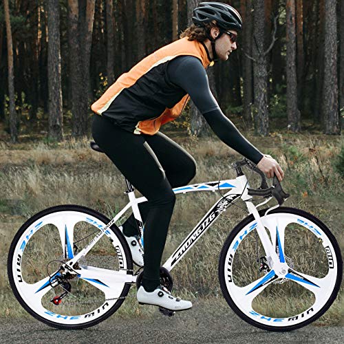 Adult Commuter Road Bike For Men Women, 26'' 21 Speeds Comfortable Outdoor City Bicycle Hybrid Mtb Bikes With 700C Wheels, Light Weight Aluminum Frame, Full Suspension, Dual Disc Brake (Black) #TOP2