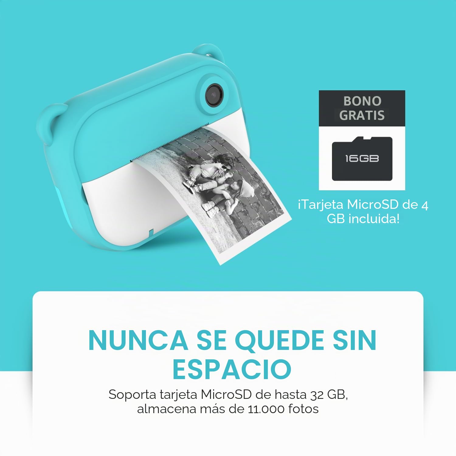 MyFirst Camera Insta 2 Azul. Cámara Digital HD con impresión instantánea, cámara Frontal y Selfie para niño y niña
