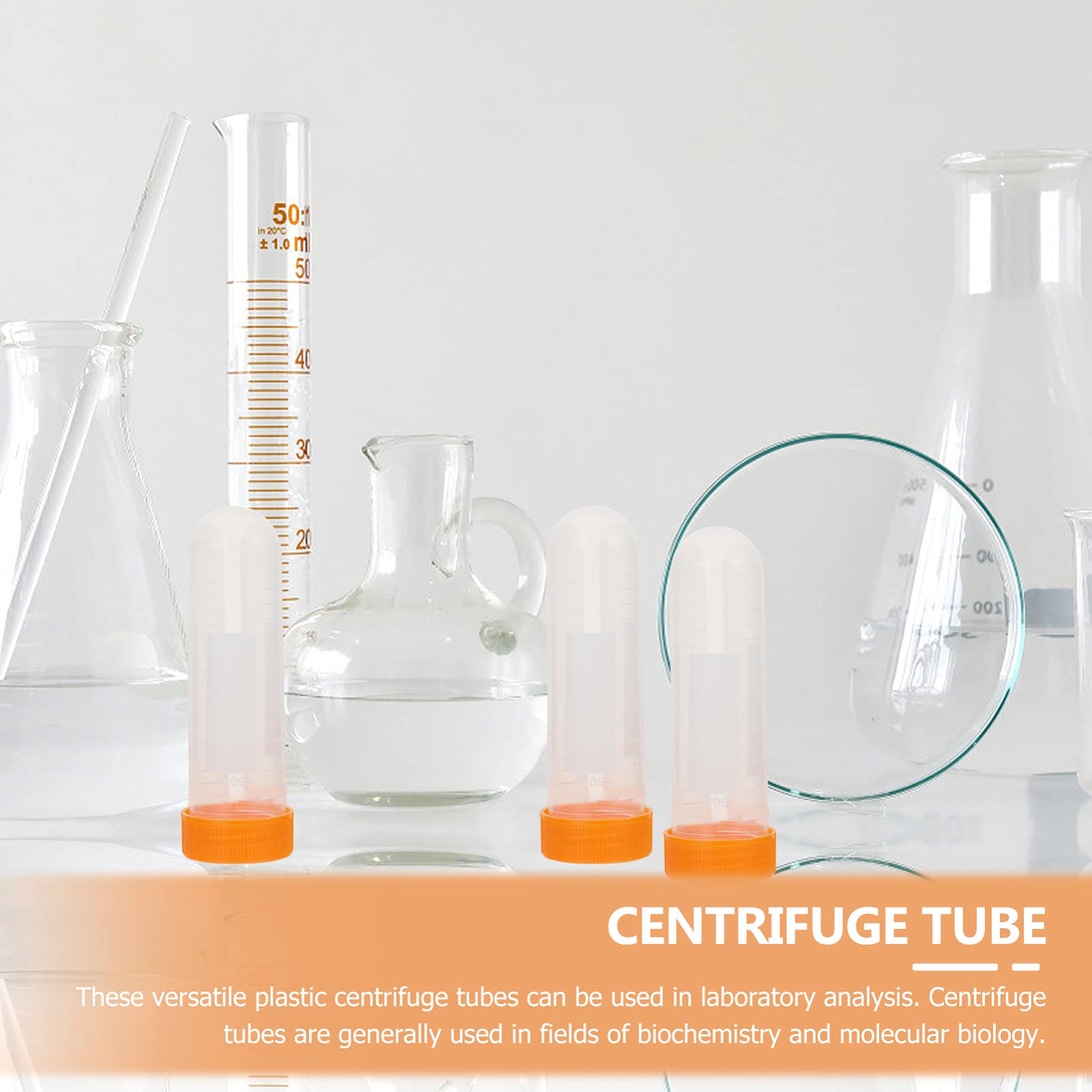 Provetta da laboratorio, tappi tubi di prova trasp 50 pezzi 50ml provette coniche for centrifuga provette in plastica tappi a vite fiala graduata trasparente contenitore for campioni di bottiglie for