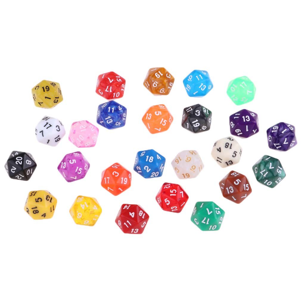 Lot de 5 dés polyédriques D20 pour jeu TRPG Donjons et Dragons Couleur aléatoire
