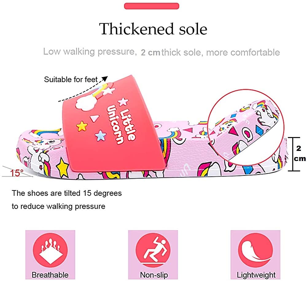 Enfants Chaussons Licorne Pantoufles de Bain Plates Chaussures de Piscine et de Plage Antidérapant Tongs de bain pour enfant Pour la douche et le bain