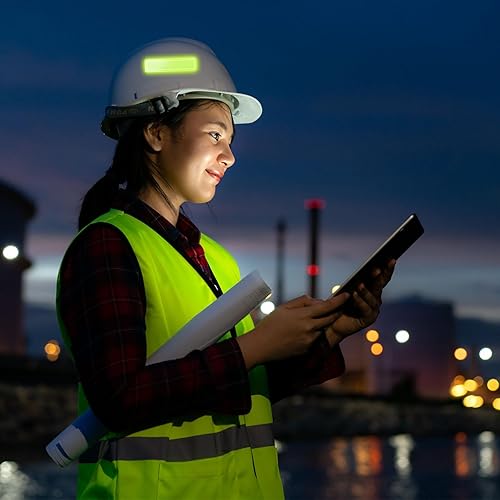 Miniatura 7 de Kanayu 64 calcomanías reflectantes para casco de seguridad, para construcción, 1 x 4, tiras de casco retro fluorescentes (verde)