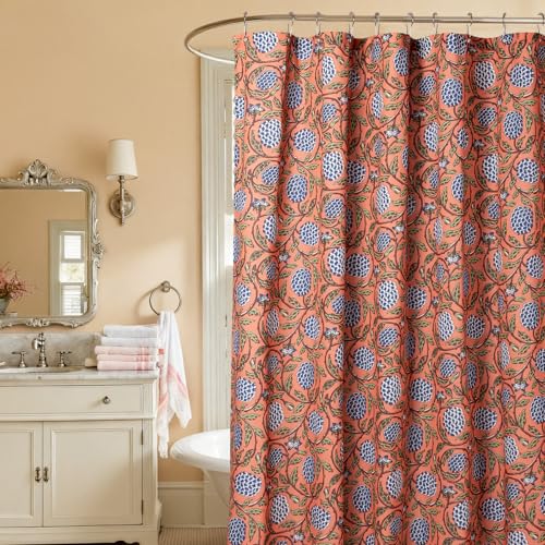 MUGINYU Boho Burnt Orange Floral Shower Curtain - 72x72 Inches,Cotton Blend Cloth Fabric, Botanical...