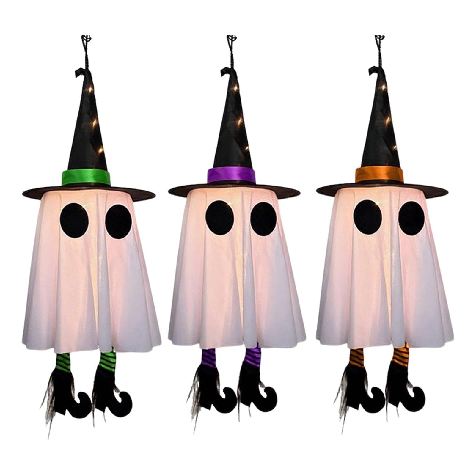 Fantôme lumineux d'Halloween : lot de 3 décorations pour illuminer votre jardin festif
