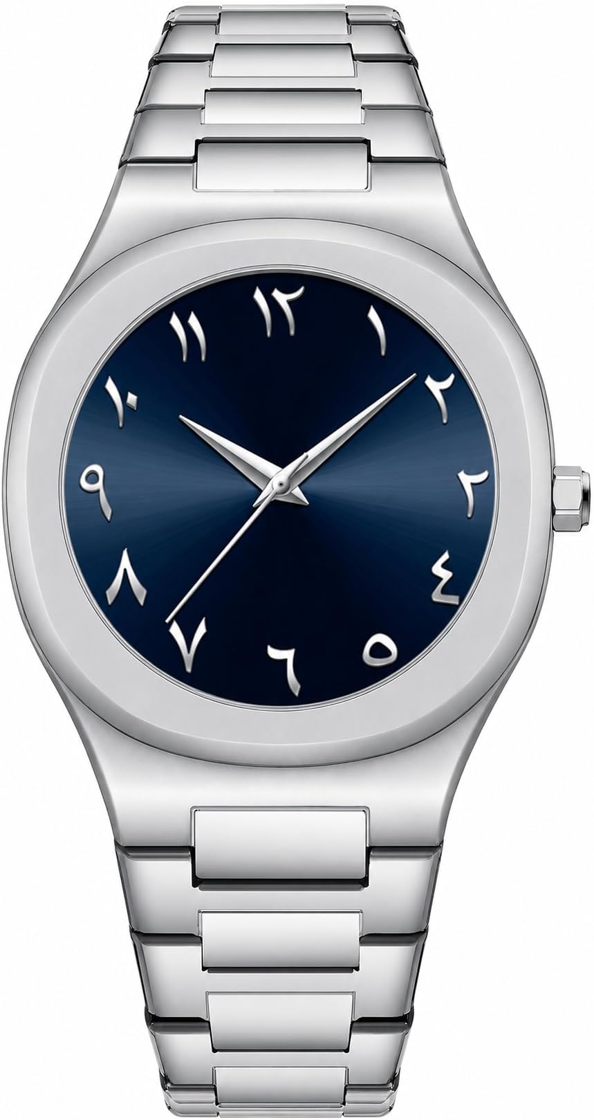 Fashion Men's Quartz Watch with Middle Eastern Arabic Numeral Dial Design Stylish Stainless Steel Waterproof Business Casual Wristwatch
