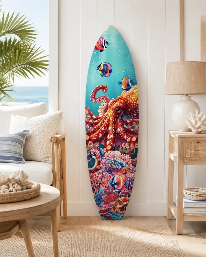 Amazon.com: JennyGems Outdoor Octopus Surfboard Wall Art, Octopus