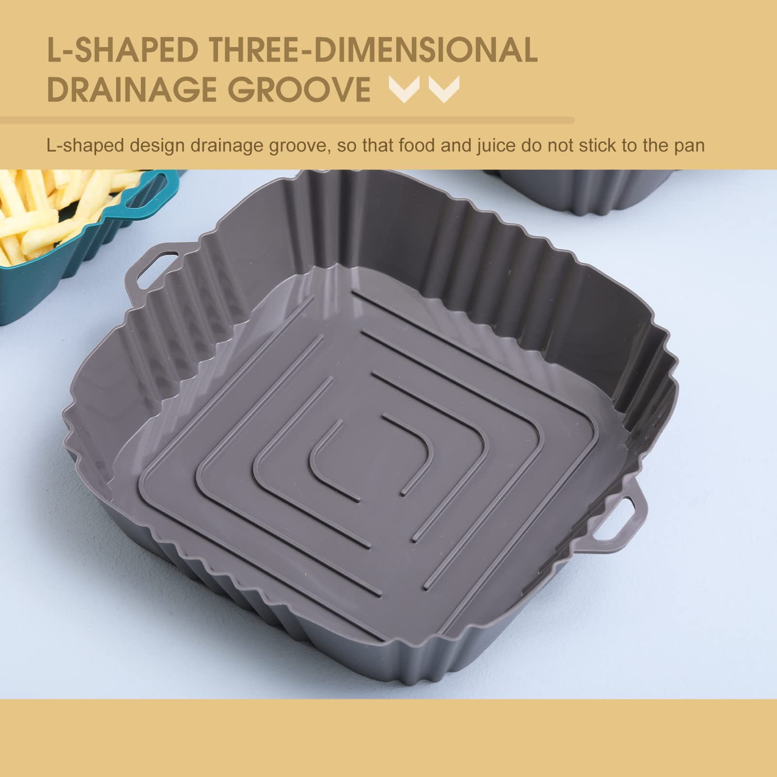 WeiaiziY Siliconen luchtfriteuse voeringen, 2 stuks herbruikbare airfryer siliconen pot, accessoires voor luchtfriteuse, torenluchtfriteuse voeringen, niet-klevende luchtfriteuse vervangende mand 18,5