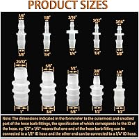 Vista 2 de 66 piezas de accesorios de púas de manguera, reductor de púas, conectores de tubería empalmadora para aire líquido, ID1/2"x1/4", 1/2"x3/8