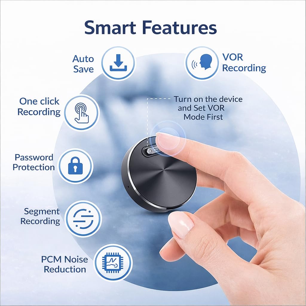 CleverTalk Q37 64GB Mini Grabadora de Voz con IA, Transcripcion Automatica y Traduccion 100+ Idiomas, Activacion por Voz, Reduccion Ruido HD, Configuracion por App, Compatible Android iPhone Mac PC
