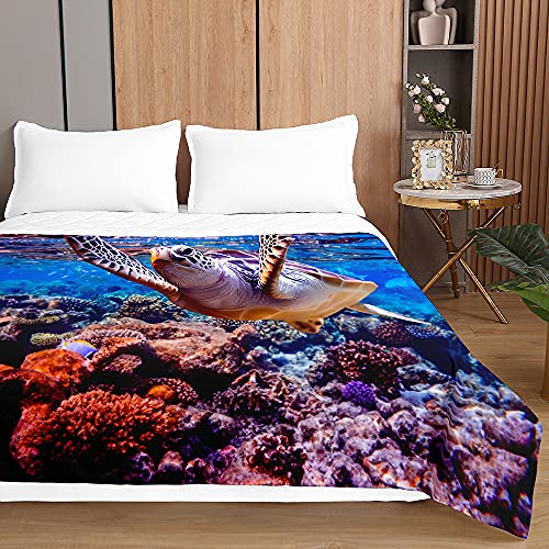 Highdi Couvre Lit Matelassé, Microfibre Dessus de Lit, Motif Tortue Couvre-lit Poids Léger Couverture Lit, pour Couvre Lit 1 Personne Couverture Lit 2...