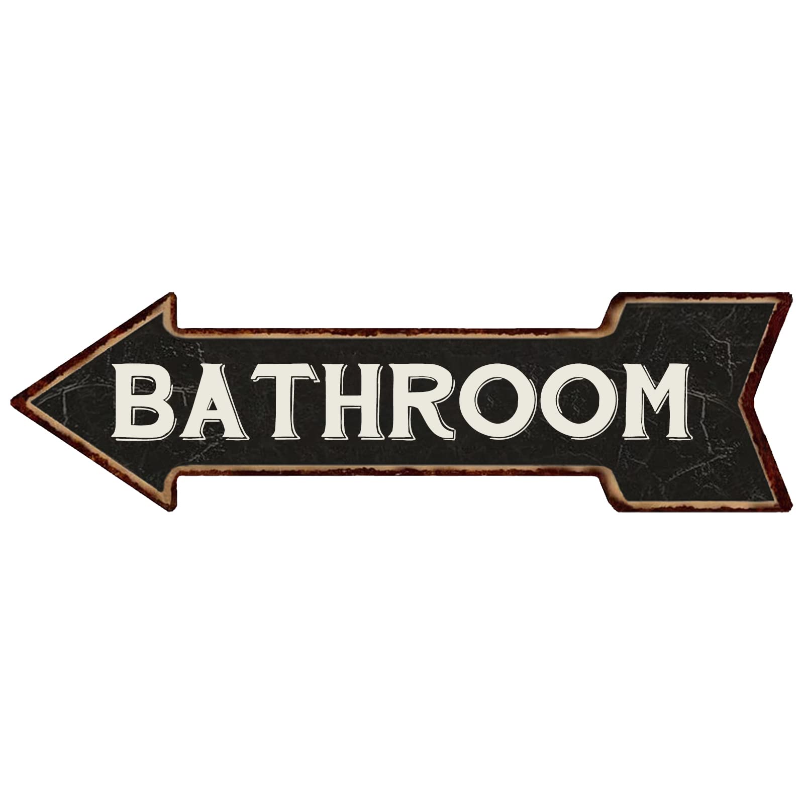 Mukuko Bathroom Metal Left Arrow Sign for Home Office and Business, Restroom Sign Black Bathroom Decor Direction Arrow 6" x 18"