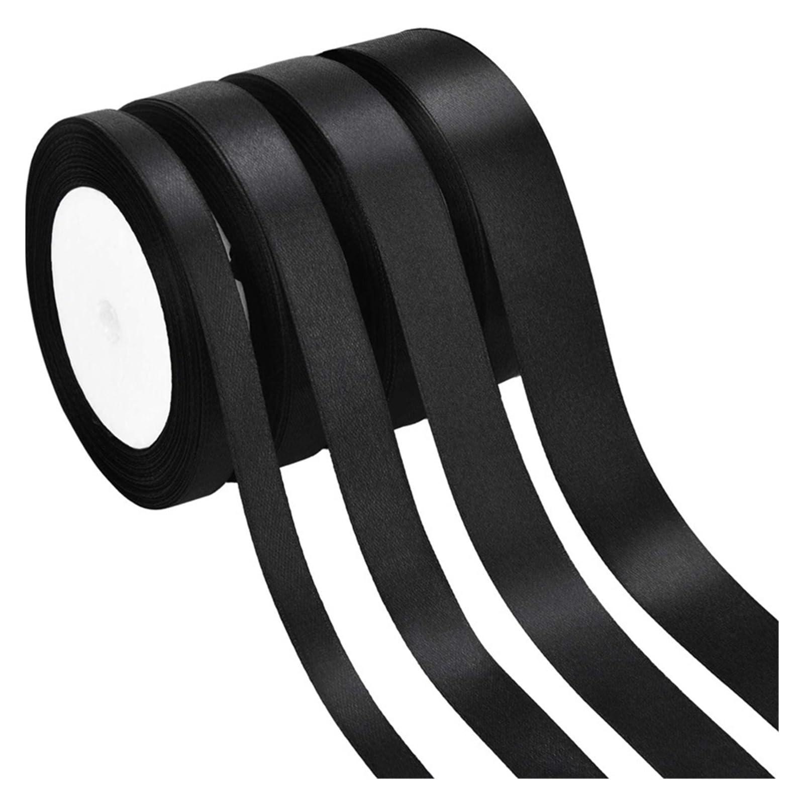 Wstążka, wstążki do pakowania prezentów, czarna wstążka satynowa o szerokości 10 mm-25 mm, opakowanie 2 szt(2.5cm Black)