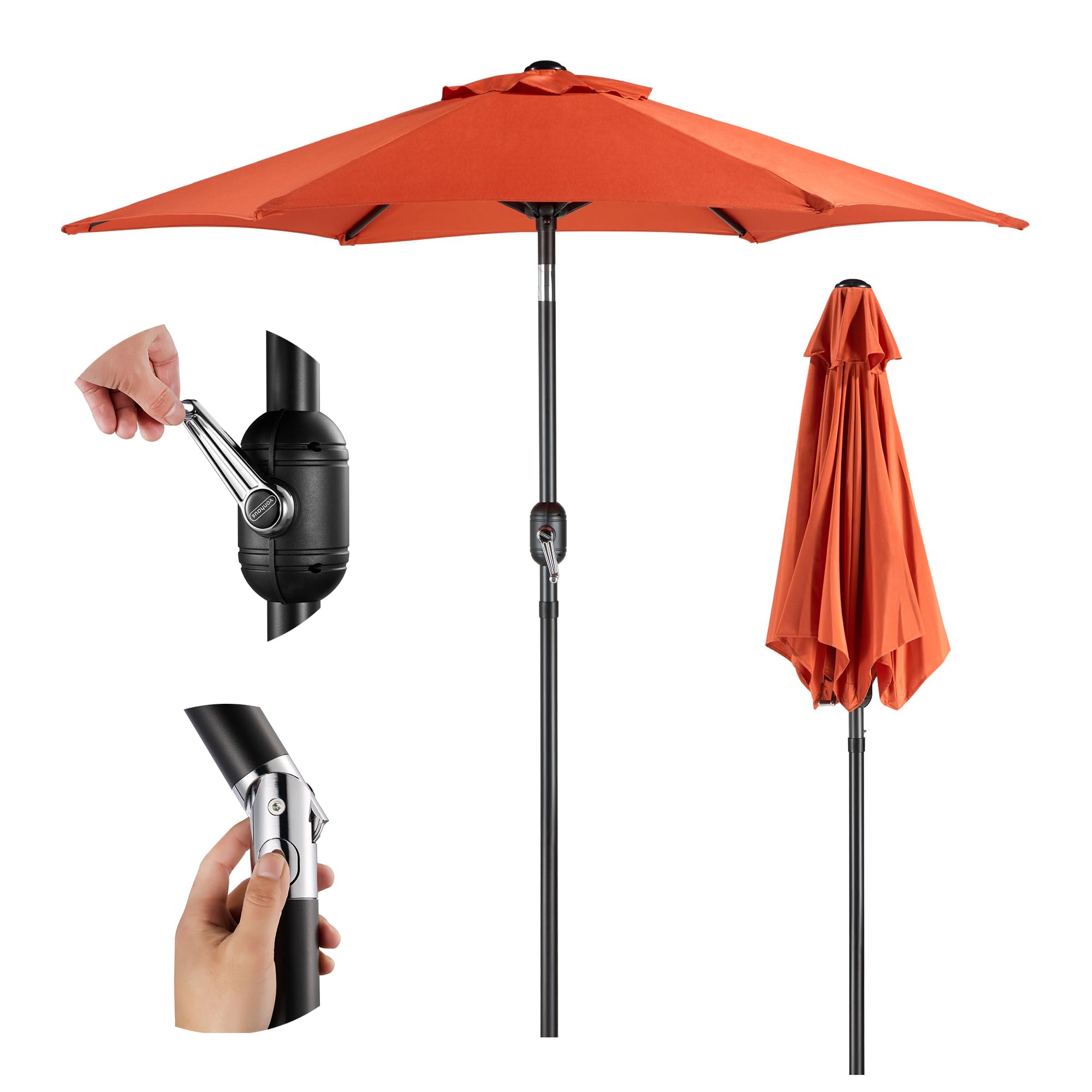 VonHaus Parasol 2M – Parasol Umbrella for Outdoor, Garden, Patio – Sun Shade Canopy with Hand Crank, Tilt Function, UV30+ Protection, Air Vent, Powder Coated Steel Frame - Dark Green — view 14