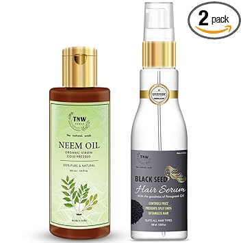 TNW-THE NATURAL WASH Dandruff Care Combo of Cold Pressed Neem Oil and Black Seed Hair Serum (All Natural, Chemical-free)