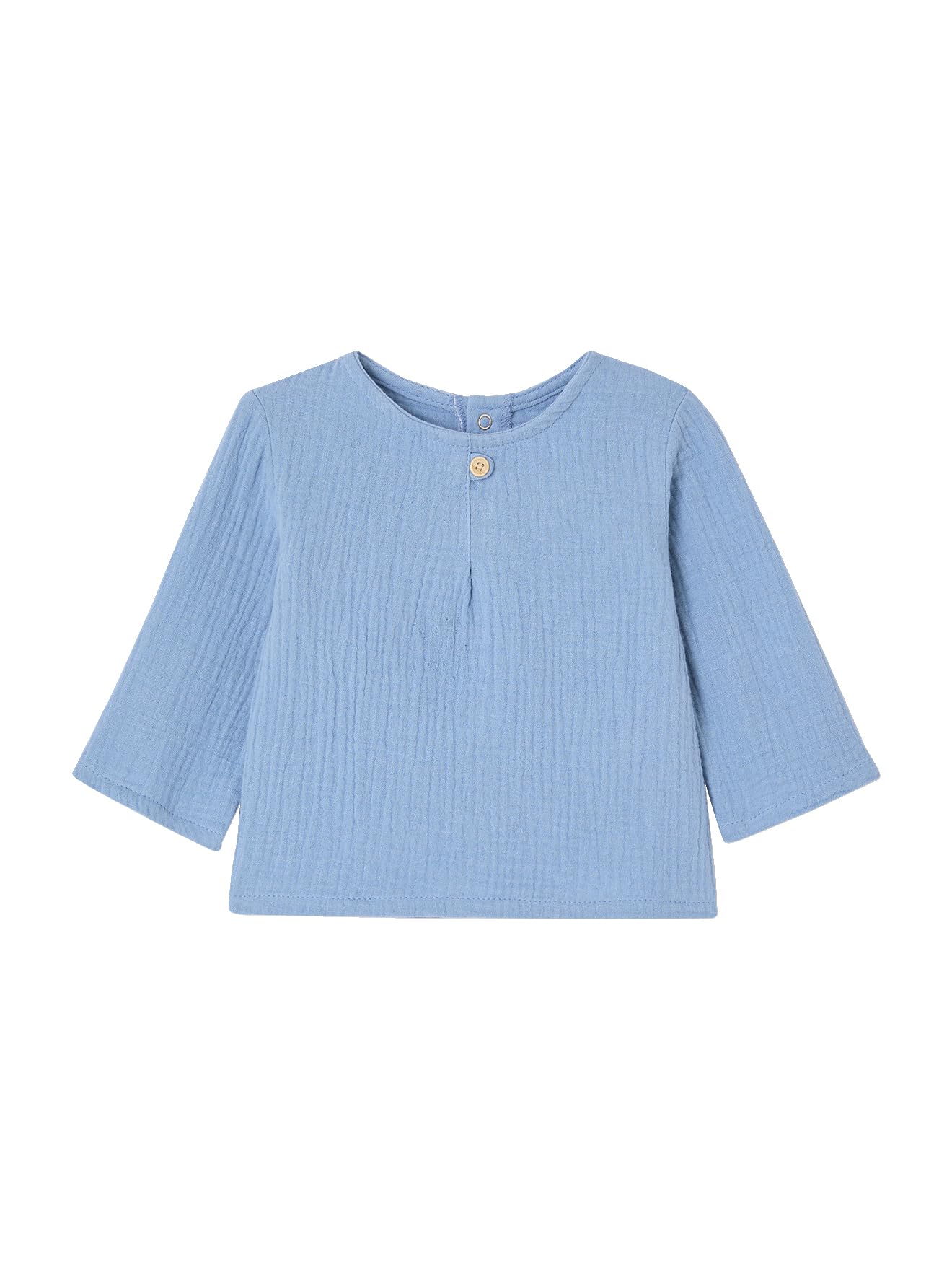 Vertbaudet Bio-Kollektion: Baby Hemdbluse aus Musselin hellblau 80