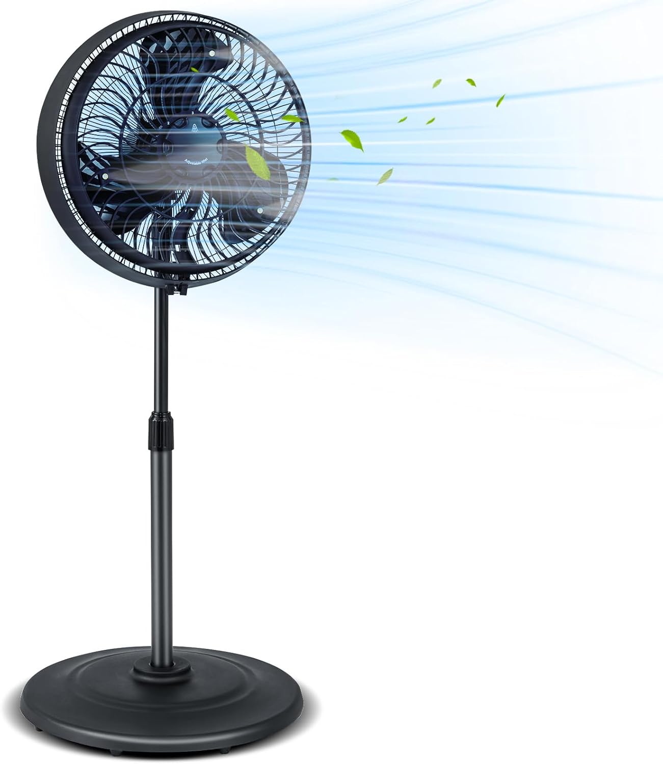 ARLIME Misting Pedestal Fan, 16 Inch Oscillating Ventilator with Hose Connector, 3 Micro-Mist Levels, 3 Speeds, Adjustable Height and CFGI Plug, Metal Standing Fan for Patio Backyard, Black