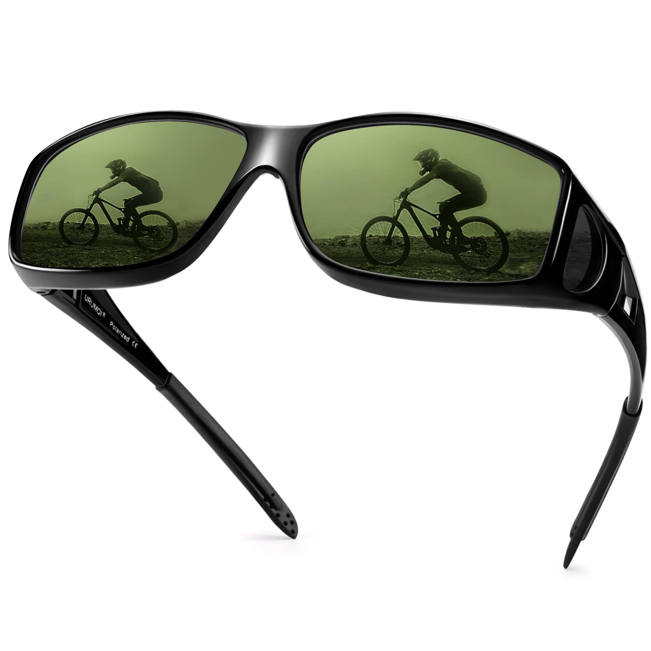 URUMQI Polarisierte Sonnenbrille Herren Damen UV400 Schutz Wrap Around Blendschutz Sonnenbrille für Brillenträger Fit over Brille Fahren Angeln