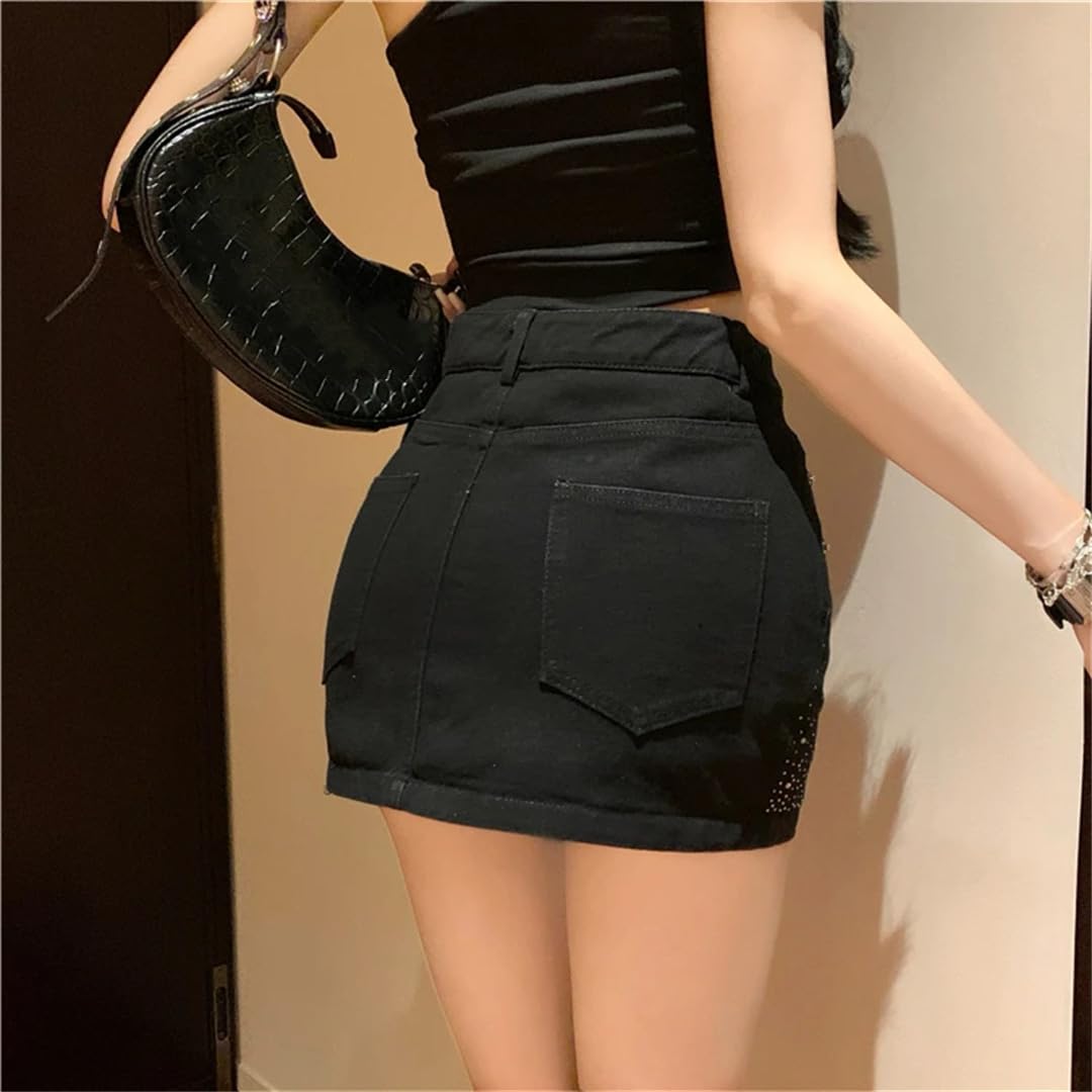 Minigonne da donna in denim retrò, estive, streetwear, aderenti, linea A