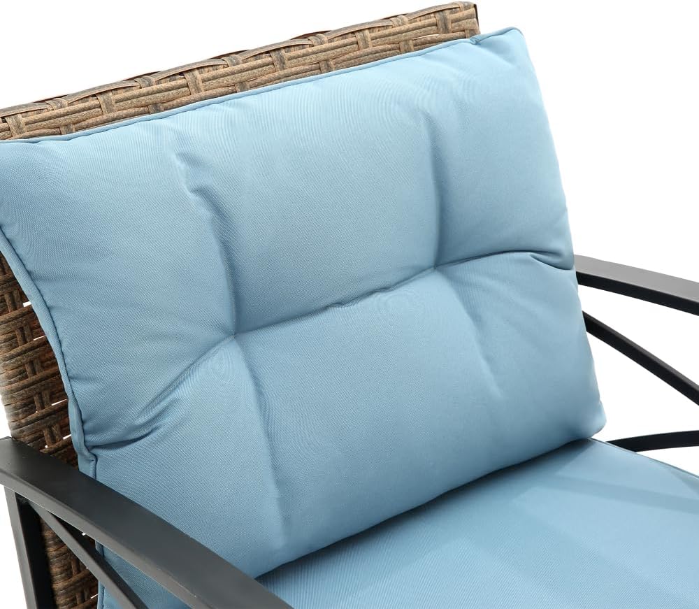 3pcs Rocking Rattan Set Wholesale Leisure Chair Outdoor Rattan Rocking Chair Set Grey