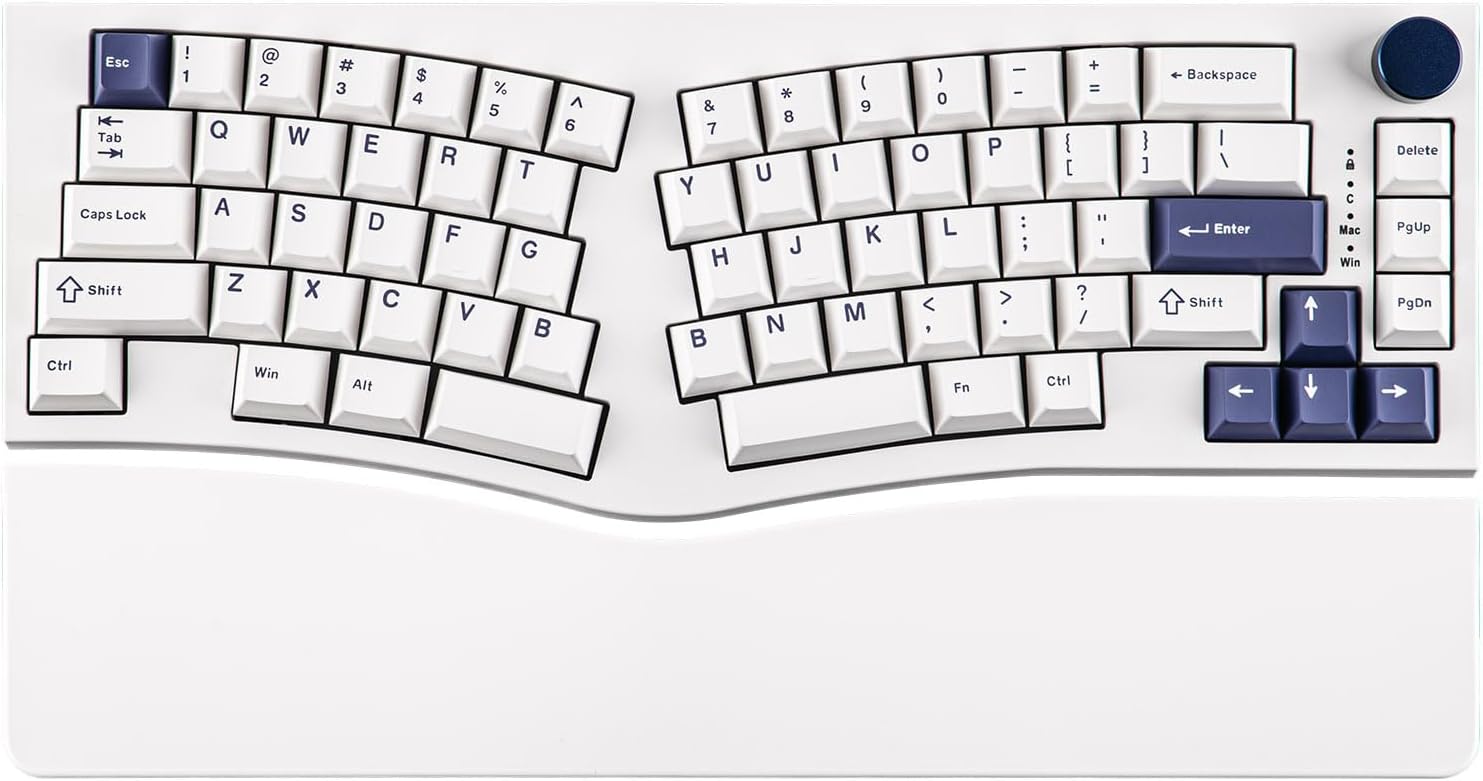 MechLands Feker Alice80 68 Keys Ergonomic Mechanical Keyboard, QMK & VIA Programmable, Wired Gaming Keyboard with Creamy Gasket, Hot Swappable, 5 Layer Paddings, NKRO, RGB for Win/Mac (White)