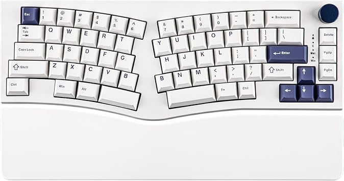 MechLands Feker Alice80 68 Keys Ergonomic Mechanical Keyboard, QMK & VIA Programmable, Wired Gaming Keyboard with Creamy Gasket, Hot Swappable, 5 Layer Paddings, NKRO, RGB for Win/Mac White
