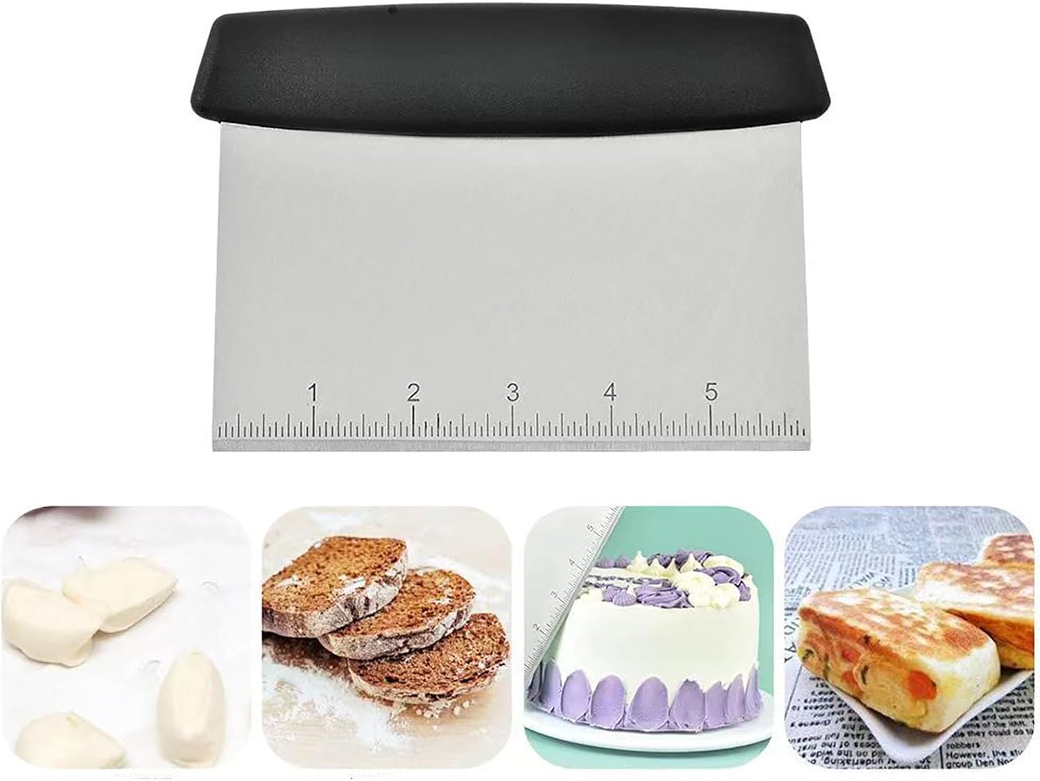 Dough Cutter, 6.6 Inch Stainless Steel Dough Scraper with Scale for Cutting of Pizza, Cake and Dough (1)