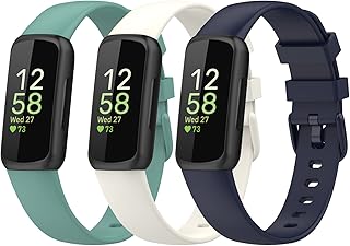3 PACK Replacement Bands Compatible for Fitbit Inspire 3 Bands Silicone Straps Replacement Wristbands Bracelet Band for Fitbit Inspire 3 for Women Men (Small, green/apricot/blue)