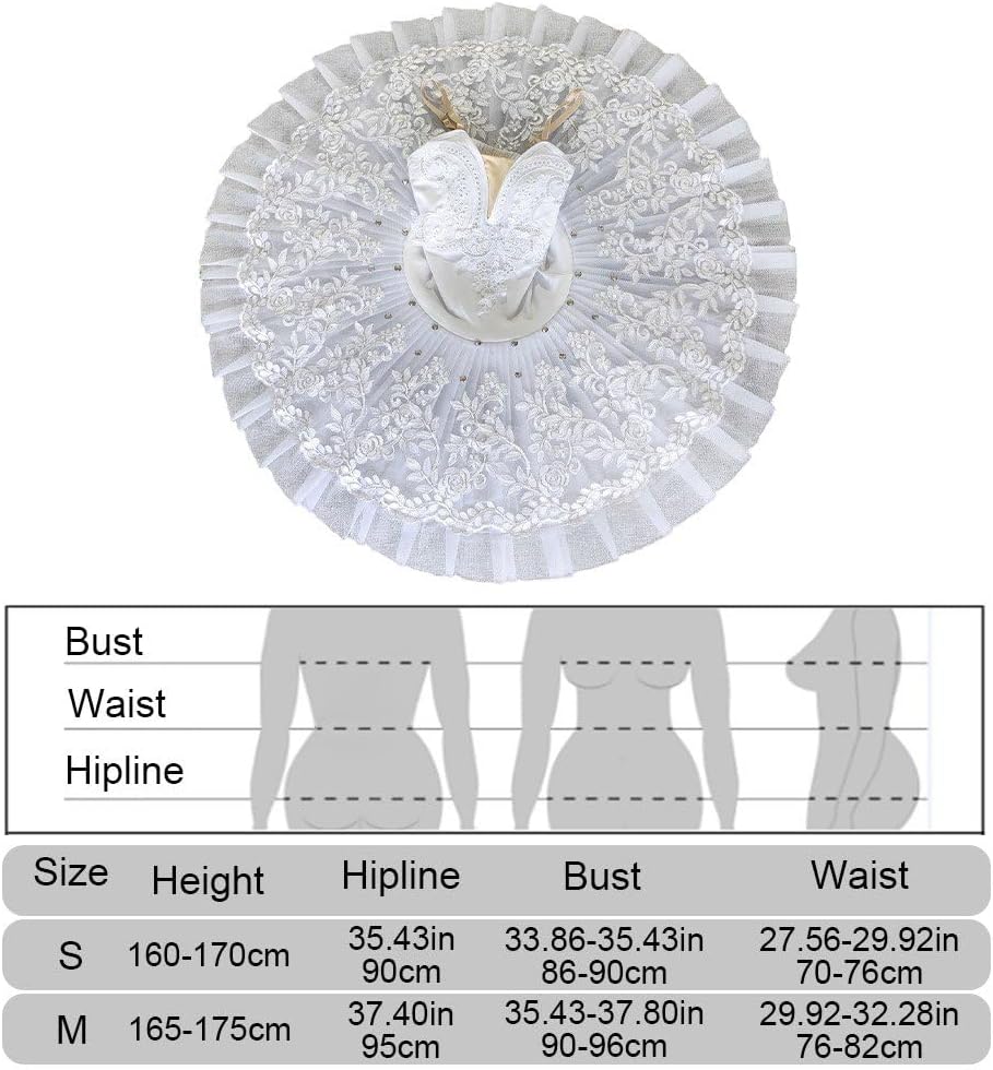 Sanfly Women's Ballet Skirt Professional Adult Ballet Women Ballet Dress Swan Lake Dance Costumes White Sequin Wear