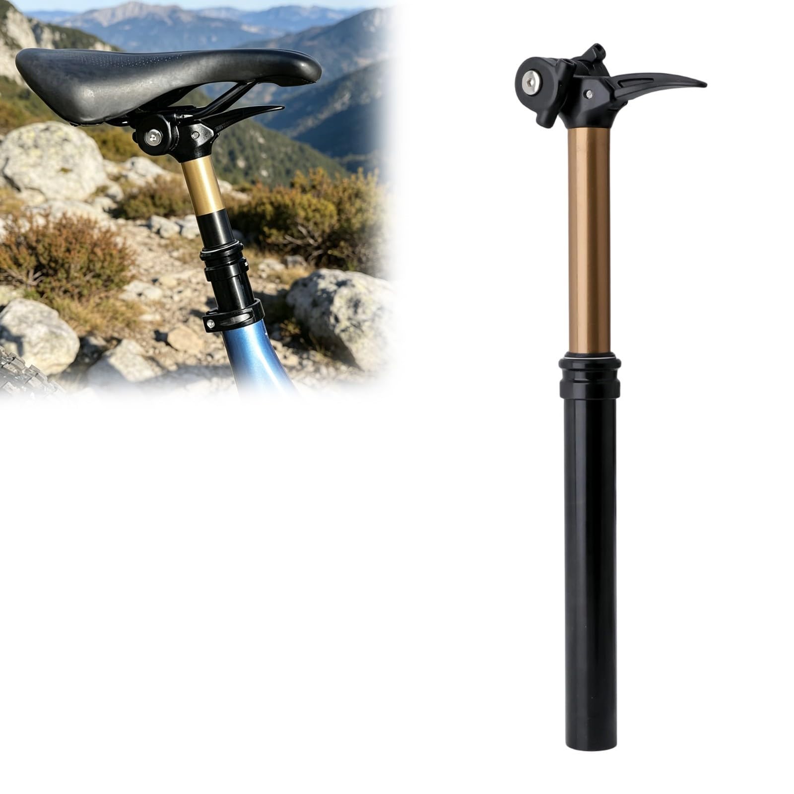 Reggisella telescopico per bicicletta, 27,2 mm/30,9 mm/31,6 mm, reggisella idraulico abbassabile, altezza regolabile, per MTB, ghiaia, bici da corsa, E-MTB, portata fino a 120 kg
