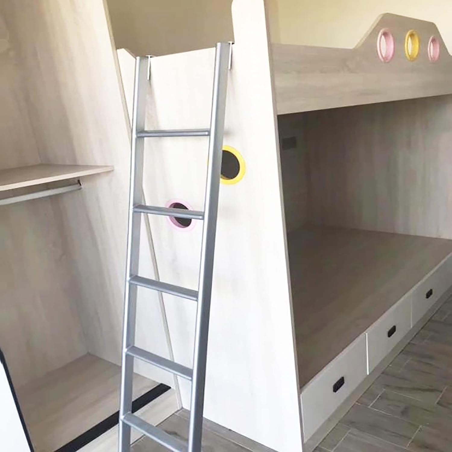 ERLAN 1.5m Tall Bed Bunk Ladder Adjustable RV Ladder Only with Hooks