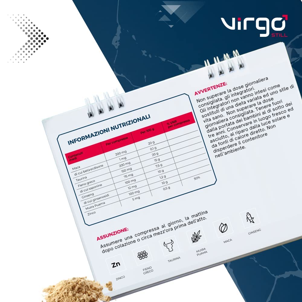 Integratore per Energia, Resistenza e Vitalità Maschile - Formula Uomo Potenziata - 30 Compresse di Maca Peruviana, Ginseng e Guaranà