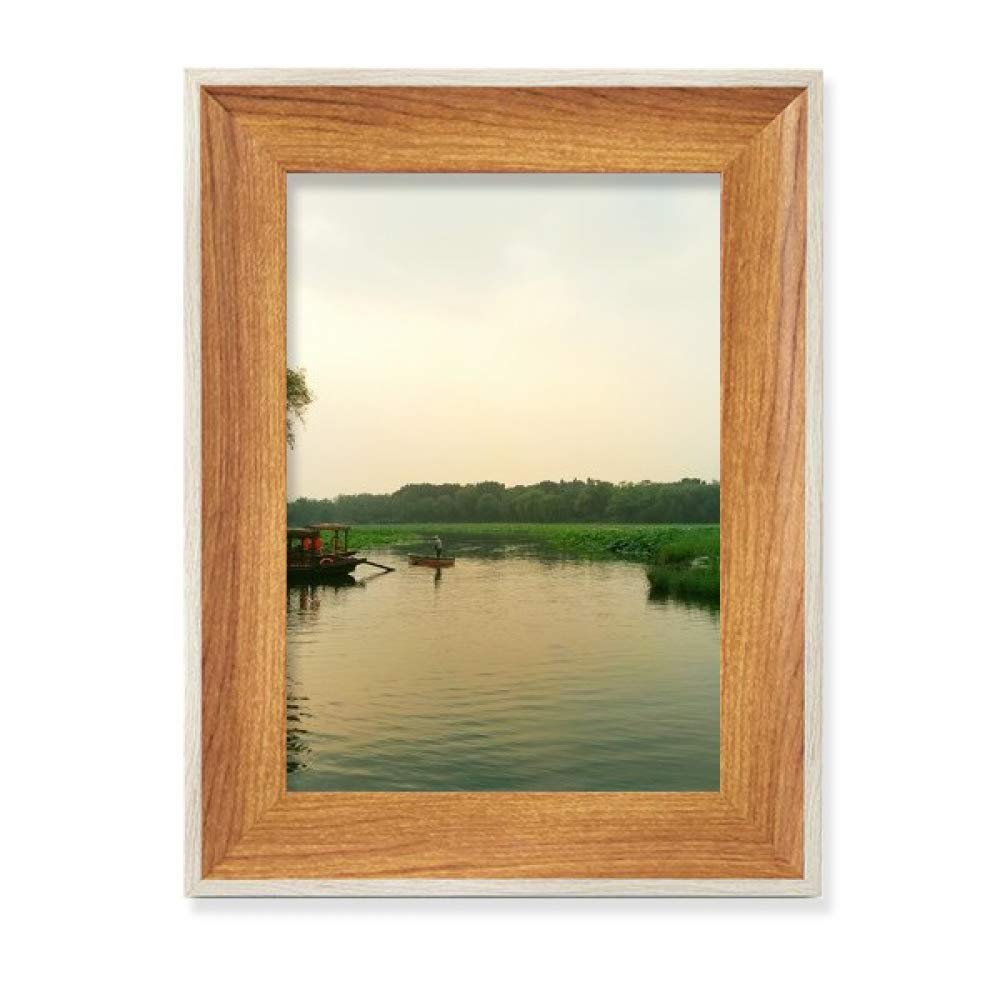 Puesta de sol Lake View escritorio marco de fotos de madera pintura artística modular