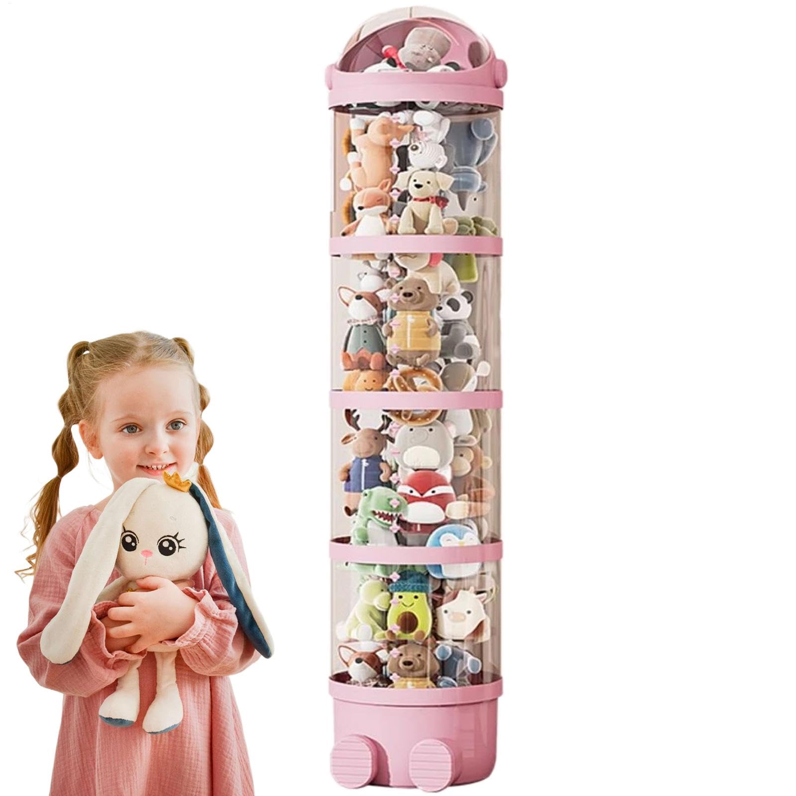 Grande organizer per peluche - Torre trasparente per animali di peluche, Zoo portaoggetti per animali di peluche | Tubo portaoggetti per animali di peluche con maniglia, Scatola portaoggetti trasparen