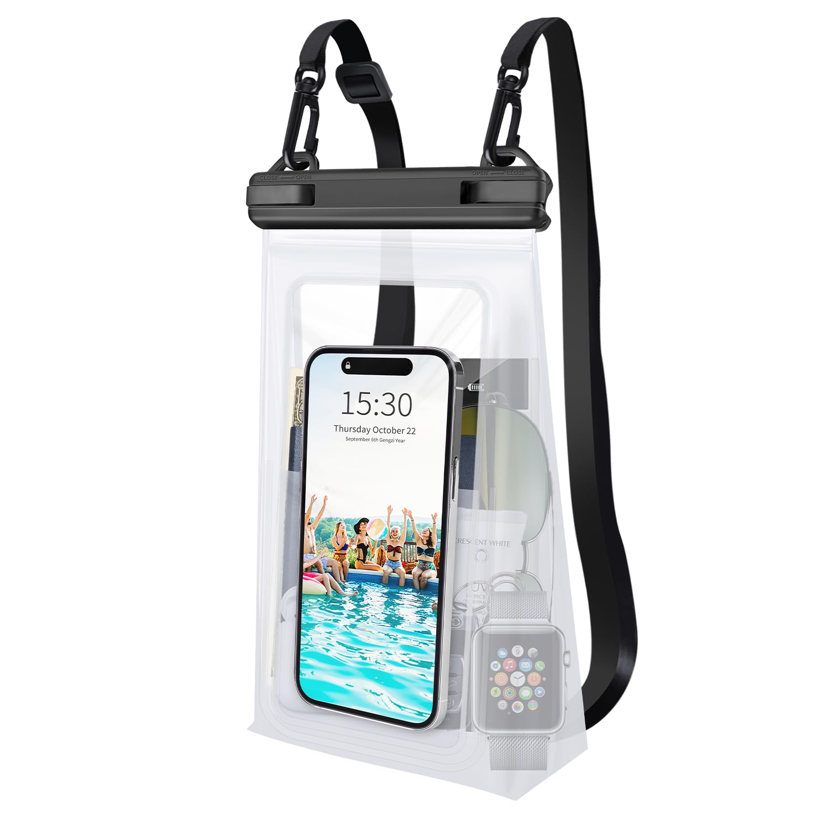 Large Waterproof Phone Pouch Floating, Universal Waterproof Phone Case for iPhone 14 Plus 13 Pro Max 12 11 Samsung S23 S22 up to 7.2'', IPX8 Water
