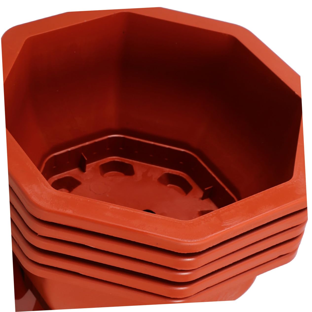 Hemobllo Lot de 5 Pots Octogonaux Rouges pour Plantes Succulentes en Plastique PP Épaissi, Réutilisables, Faciles d'entretien, Adaptés Intérieur et Extérieur