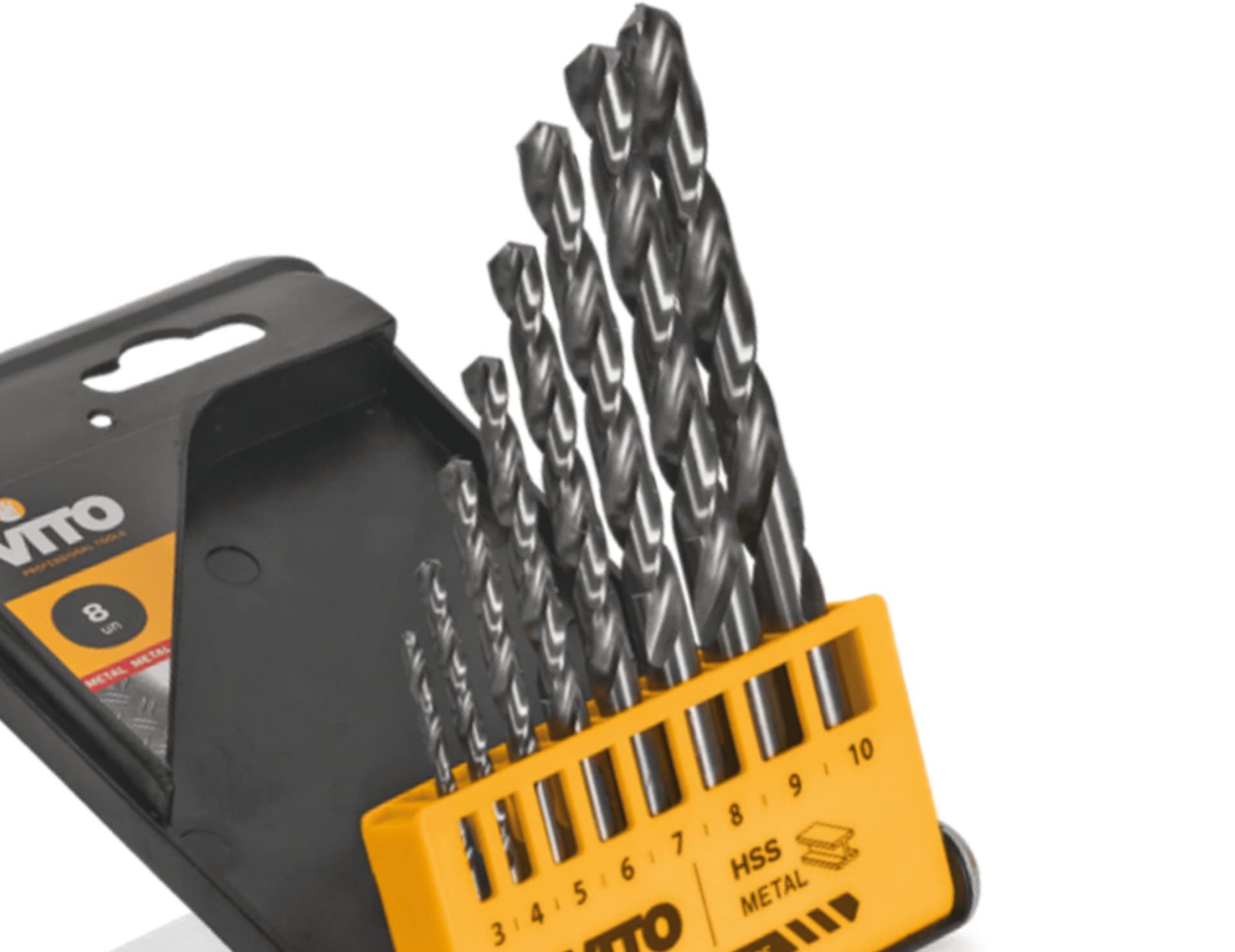 Wiertła COBALT Zestaw 8 sztuk Ø 3,4,5,6,7,8,9,10 mm VITOPOWER Stal kobaltowa