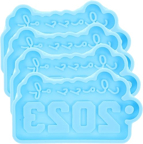 ABOOFAN 4 piezas de llavero de graduación 2023 molde de silicona de resina clase de 2023 molde de llavero de número de molde de fundición epoxi para