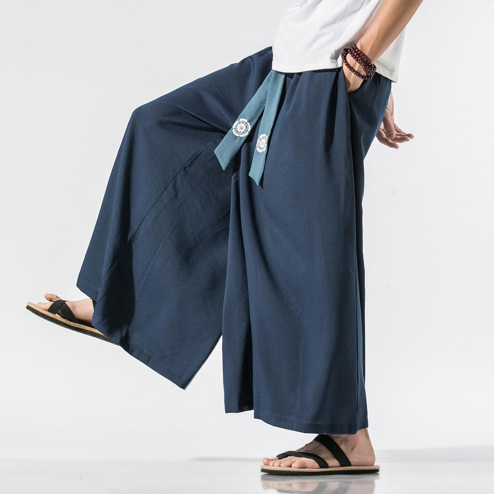GURUNVANI Pantalon de yoga japonais à jambes larges pour homme, style hip-hop, baggy